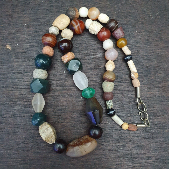 Antique Ancient Himalayan and African Beads Strand Necklace #Nc 130