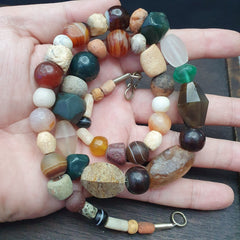 Antique Ancient Himalayan and African Beads Strand Necklace #NC 130