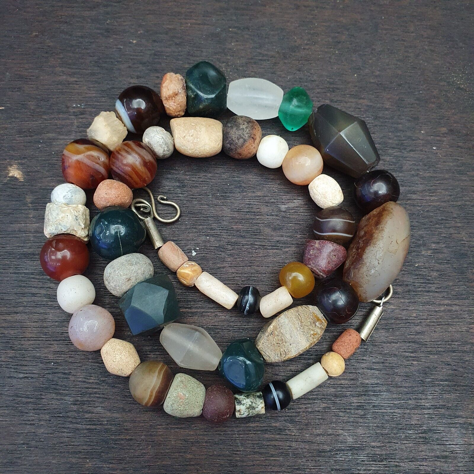 Antique Ancient Himalayan and African Beads Strand Necklace #NC 130