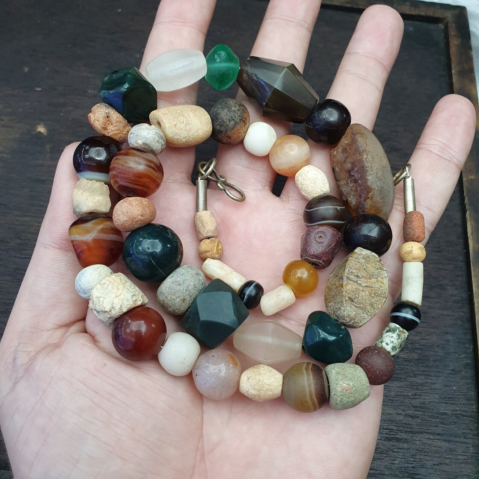 Antique Ancient Himalayan and African Beads Strand Necklace #NC 130