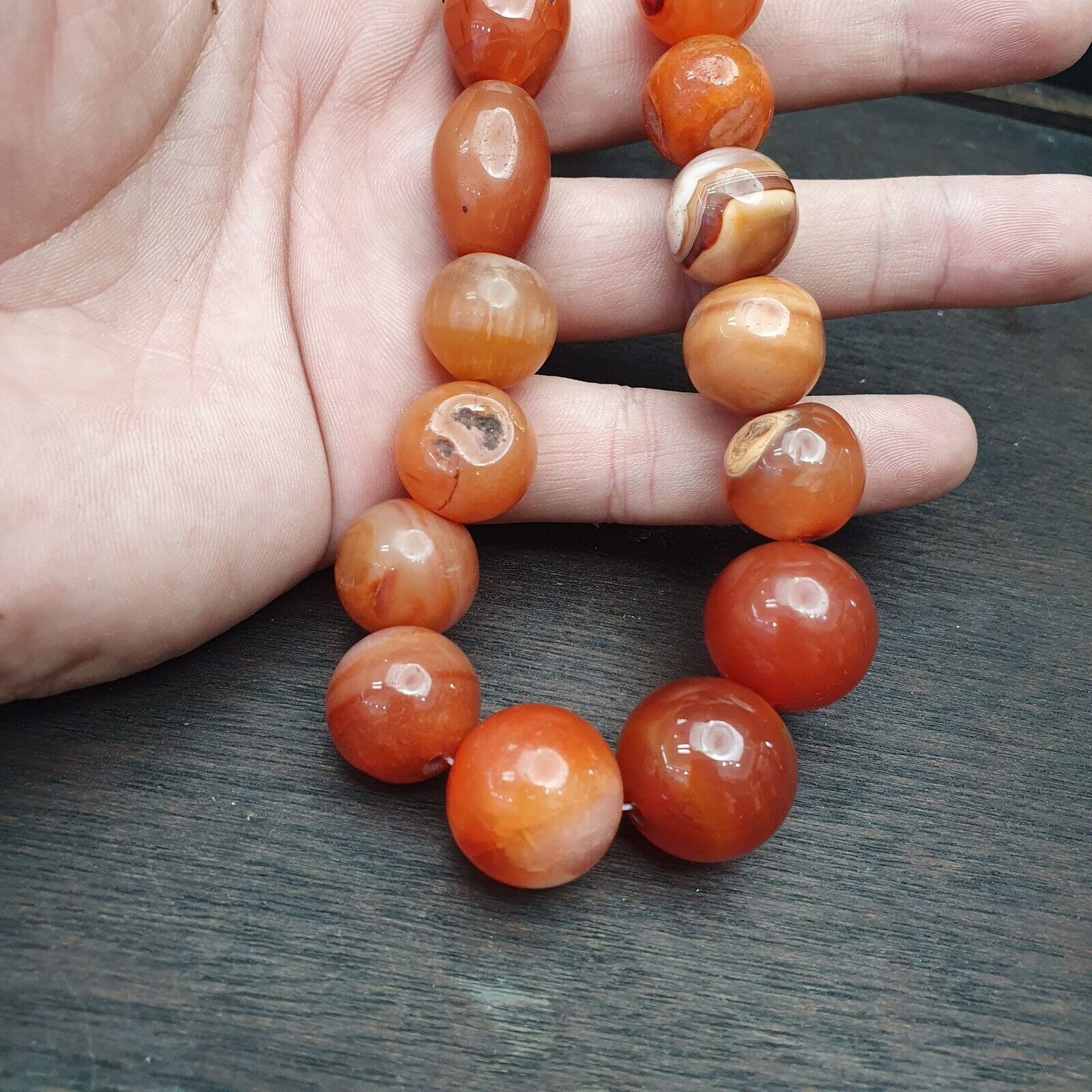 Antike Vintage Himalaya-afrikanische afghanische Karneol-Achat-alte Perlenkette