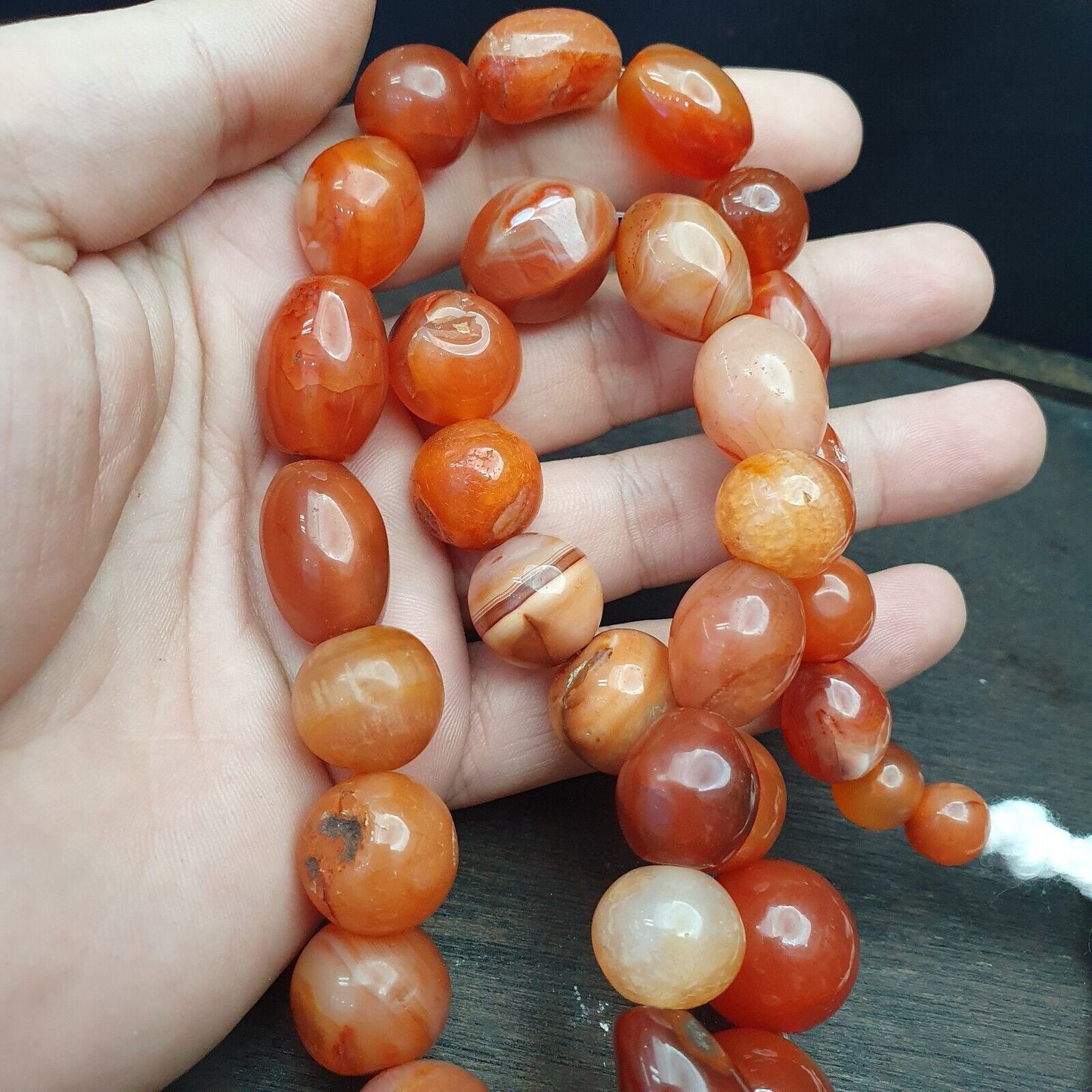Antike Vintage Himalaya-afrikanische afghanische Karneol-Achat-alte Perlenkette