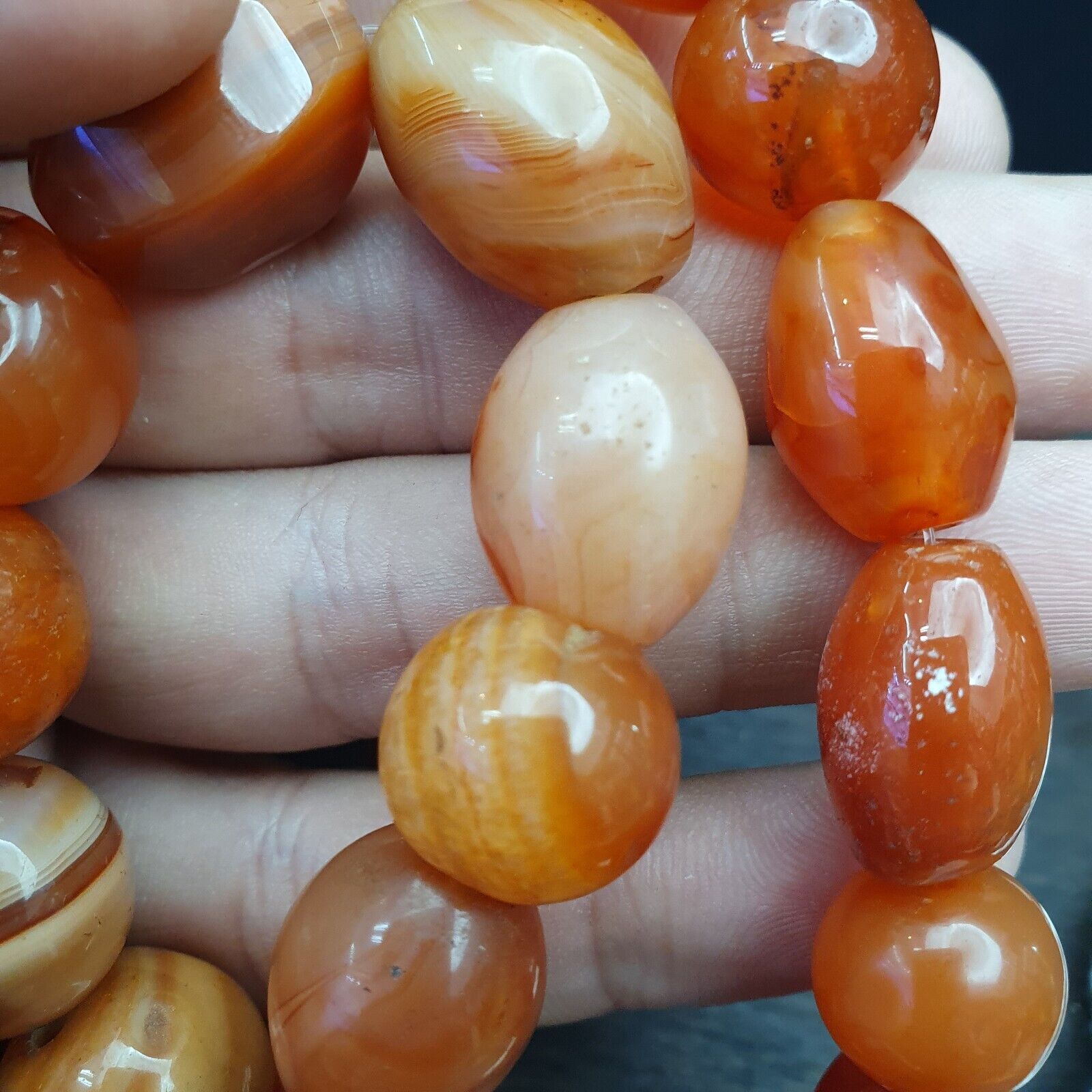 Antique Vintage Himalayan African Afghan Carnelian Agate Old Bead Necklace