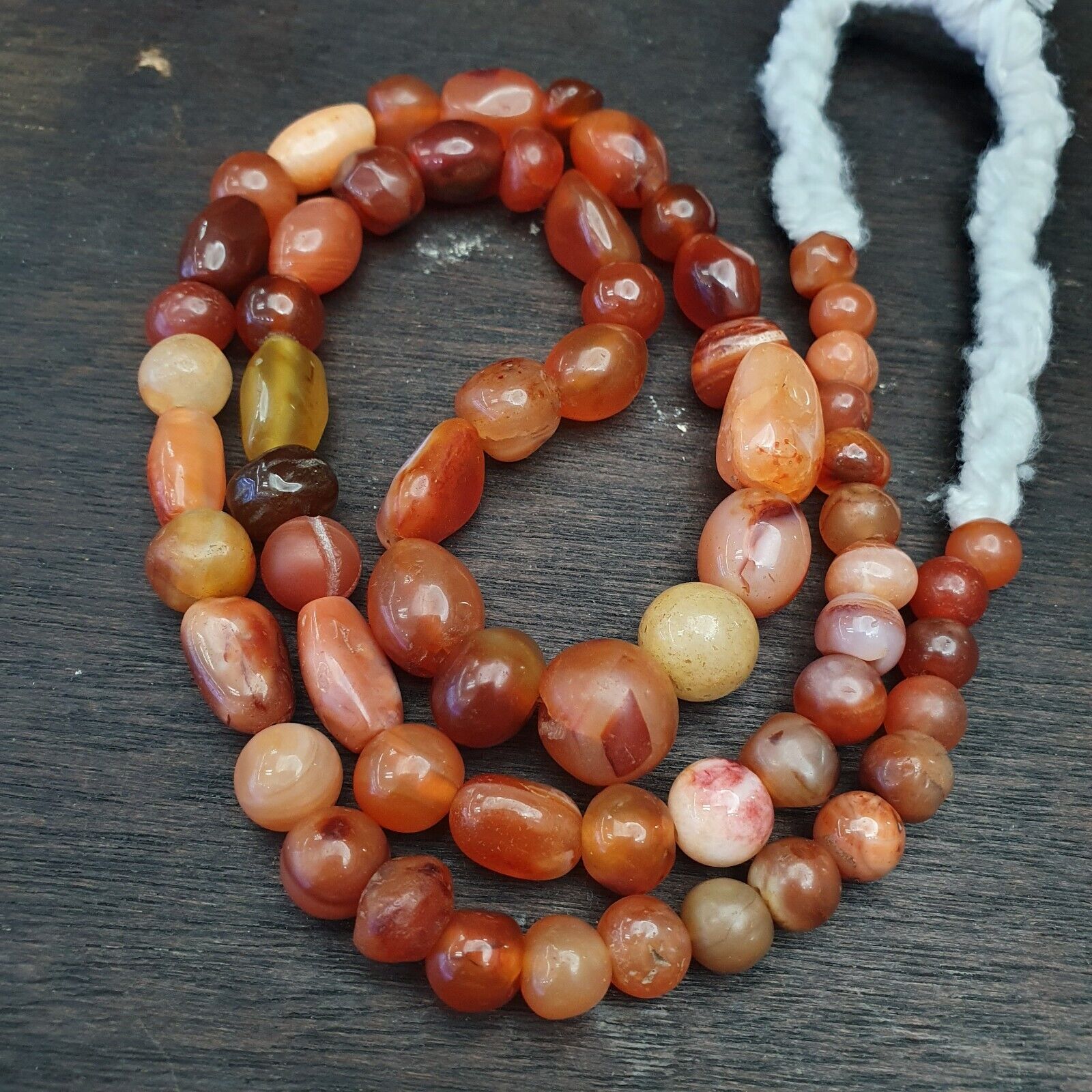 Antique Vintage Himalayan African Afghan Carnelian Agate Old Bead Necklace