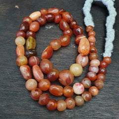 Antique Vintage Himalayan African Afghan Carnelian Agate Old Bead Necklace