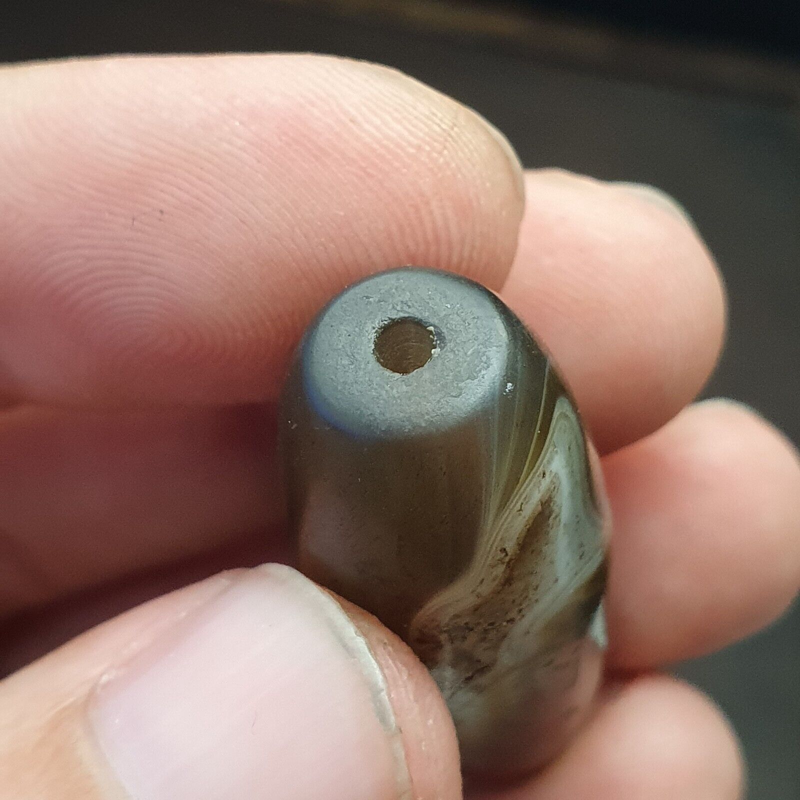 Vintage Old Himalayan Indo Tibetan  Eye Agate Bead -Of-VD-202