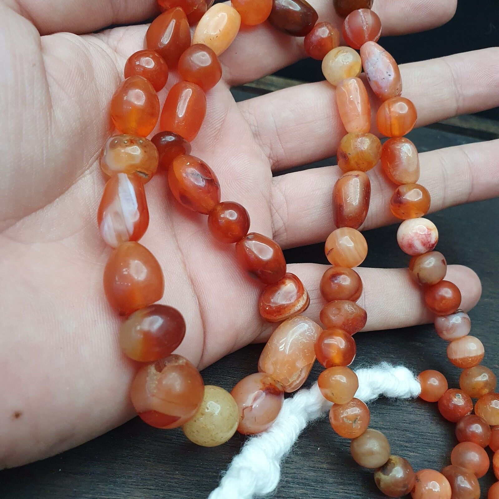 Antique Vintage Himalayan African Afghan Carnelian Agate Old Bead Necklace
