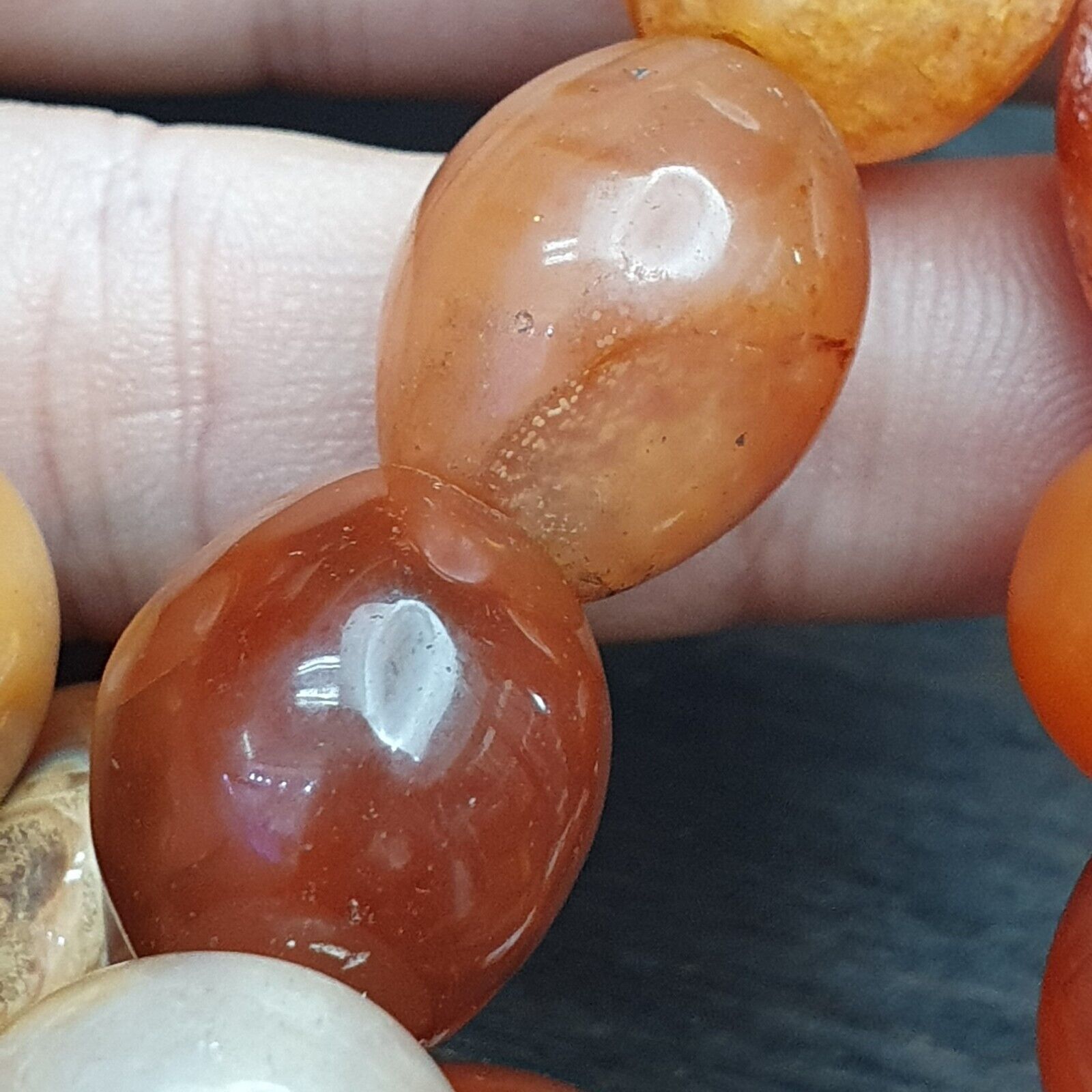 Antique Vintage Himalayan African Afghan Carnelian Agate Old Bead Necklace