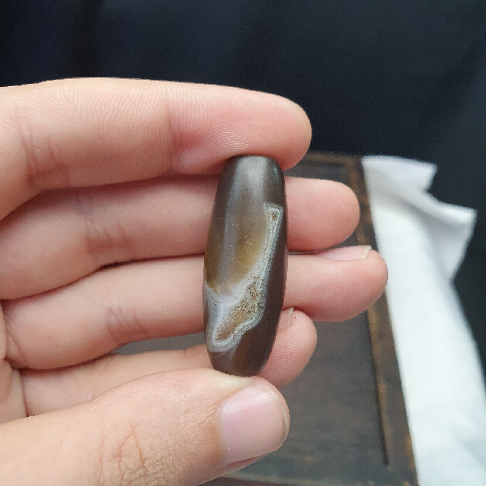 Vintage Old Himalayan Indo Tibetan  Eye Agate Bead -Of-VD-202