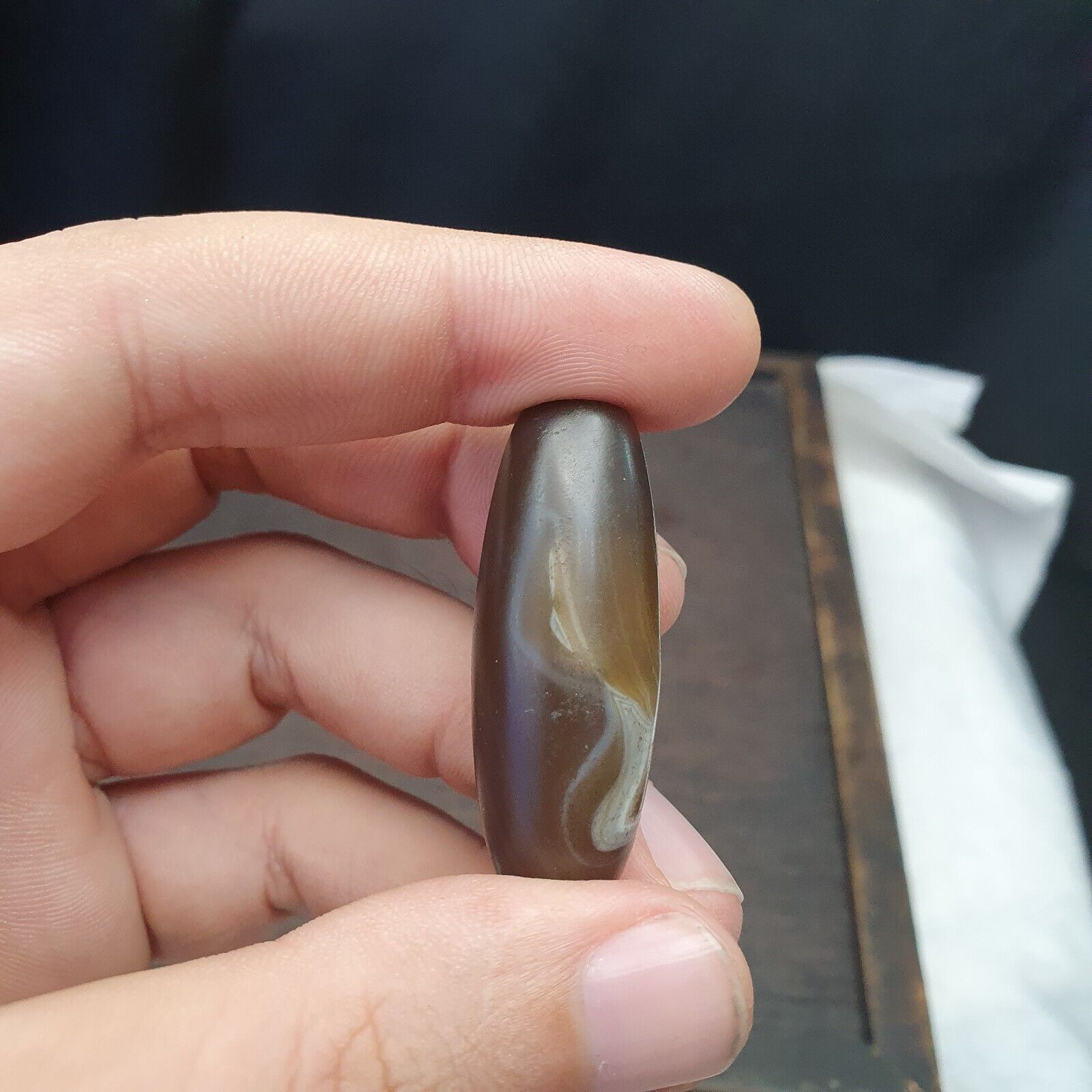Vintage Old Himalayan Indo Tibetan  Eye Agate Bead -Of-VD-202