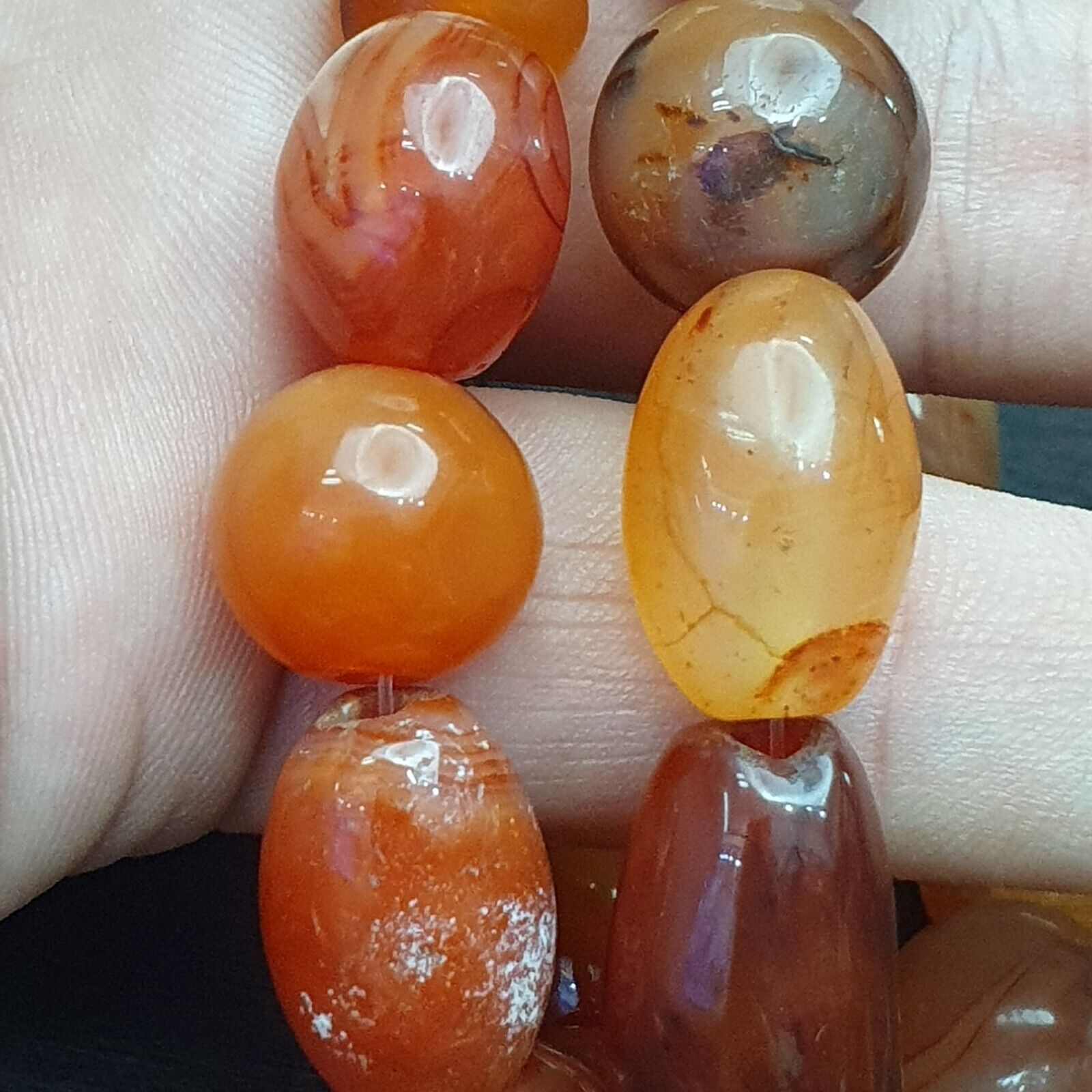 Antique Vintage Himalayan African Afghan Carnelian Agate Old Bead Necklace