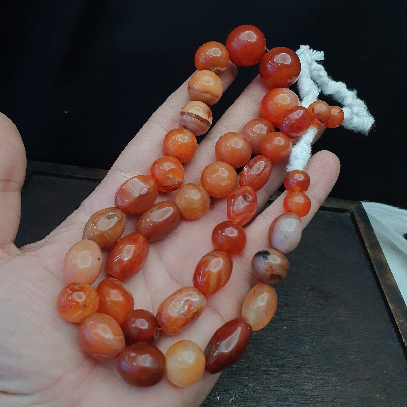 Antique Vintage Himalayan African Afghan Carnelian Agate Old Bead Necklace