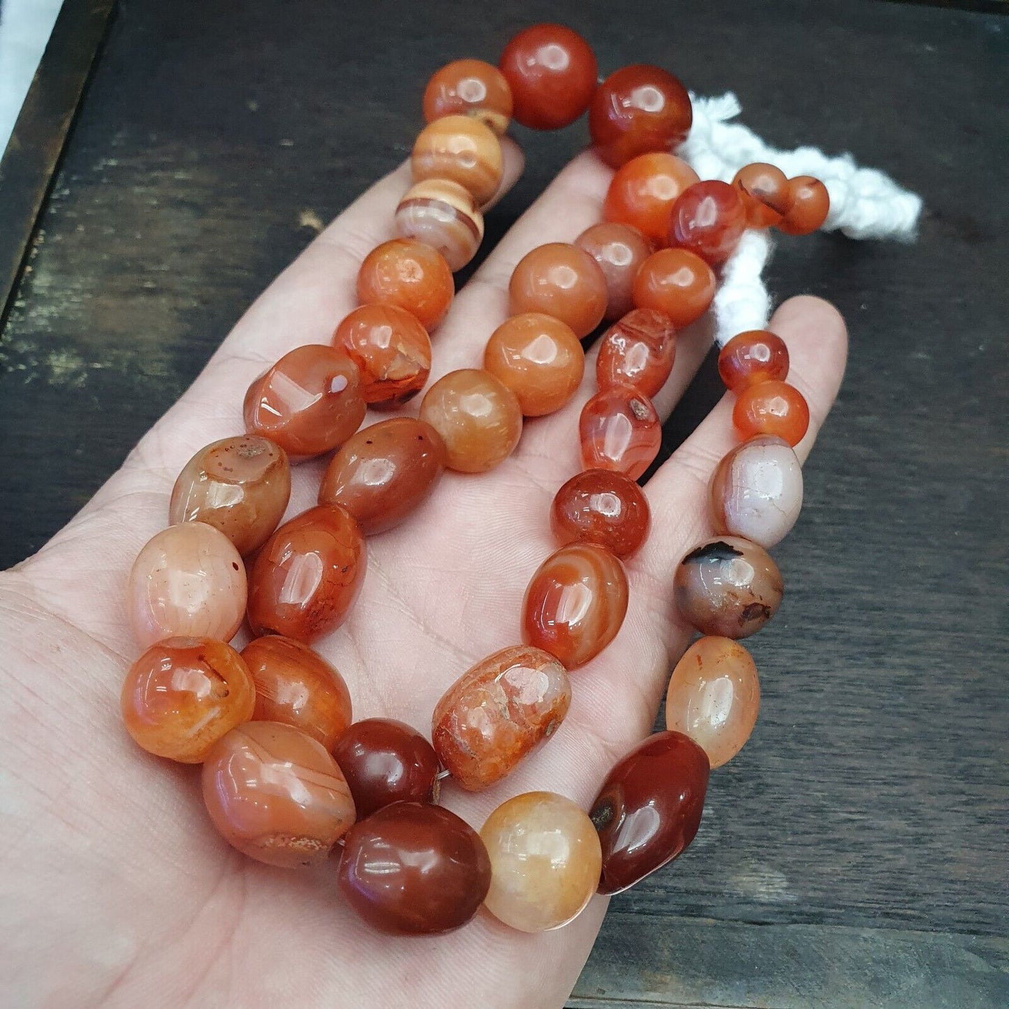 Antike Vintage Himalaya-afrikanische afghanische Karneol-Achat-alte Perlenkette