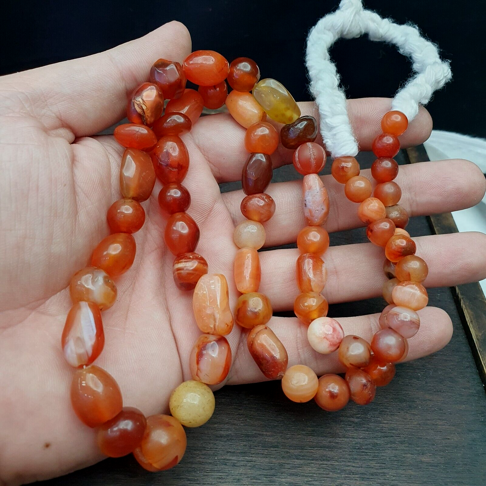 Antique Vintage Himalayan African Afghan Carnelian Agate Old Bead Necklace