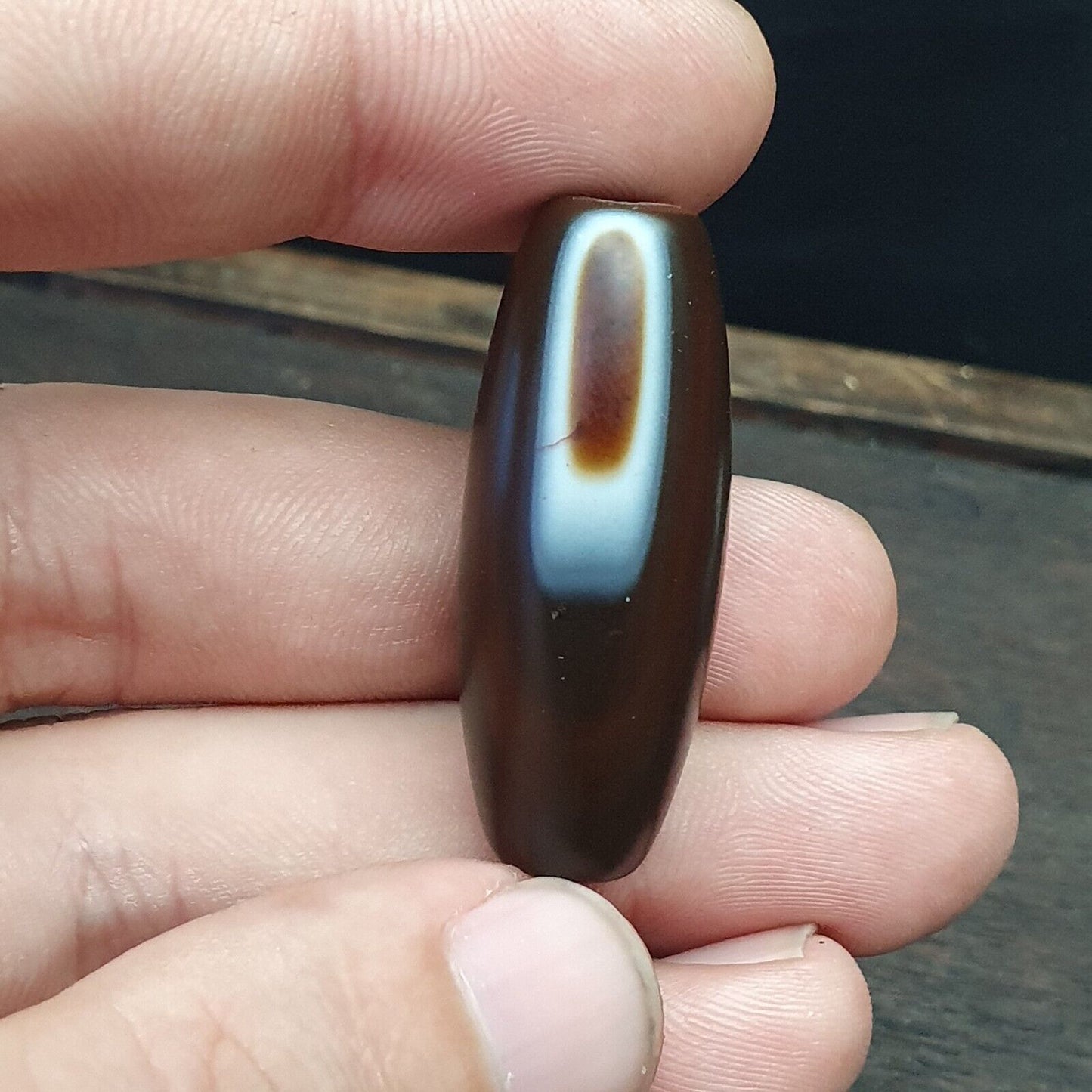復古舊喜馬拉雅印度藏眼瑪瑙珠 -KK-VD-898