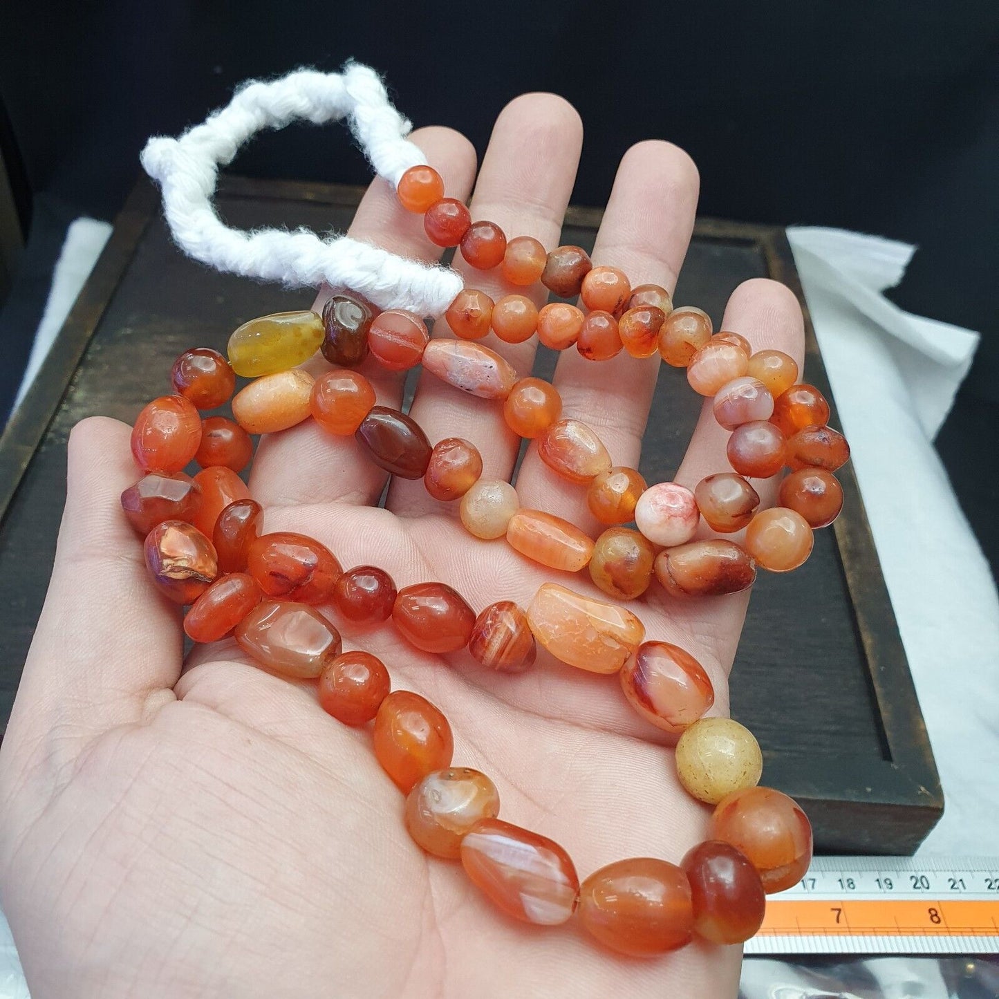 古董復古喜馬拉雅非洲阿富汗紅玉髓瑪瑙老珠項鍊
