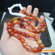 East Oasis Antique Vintage Himalayan Brown Banded Agate and Carnelian Bead Necklace