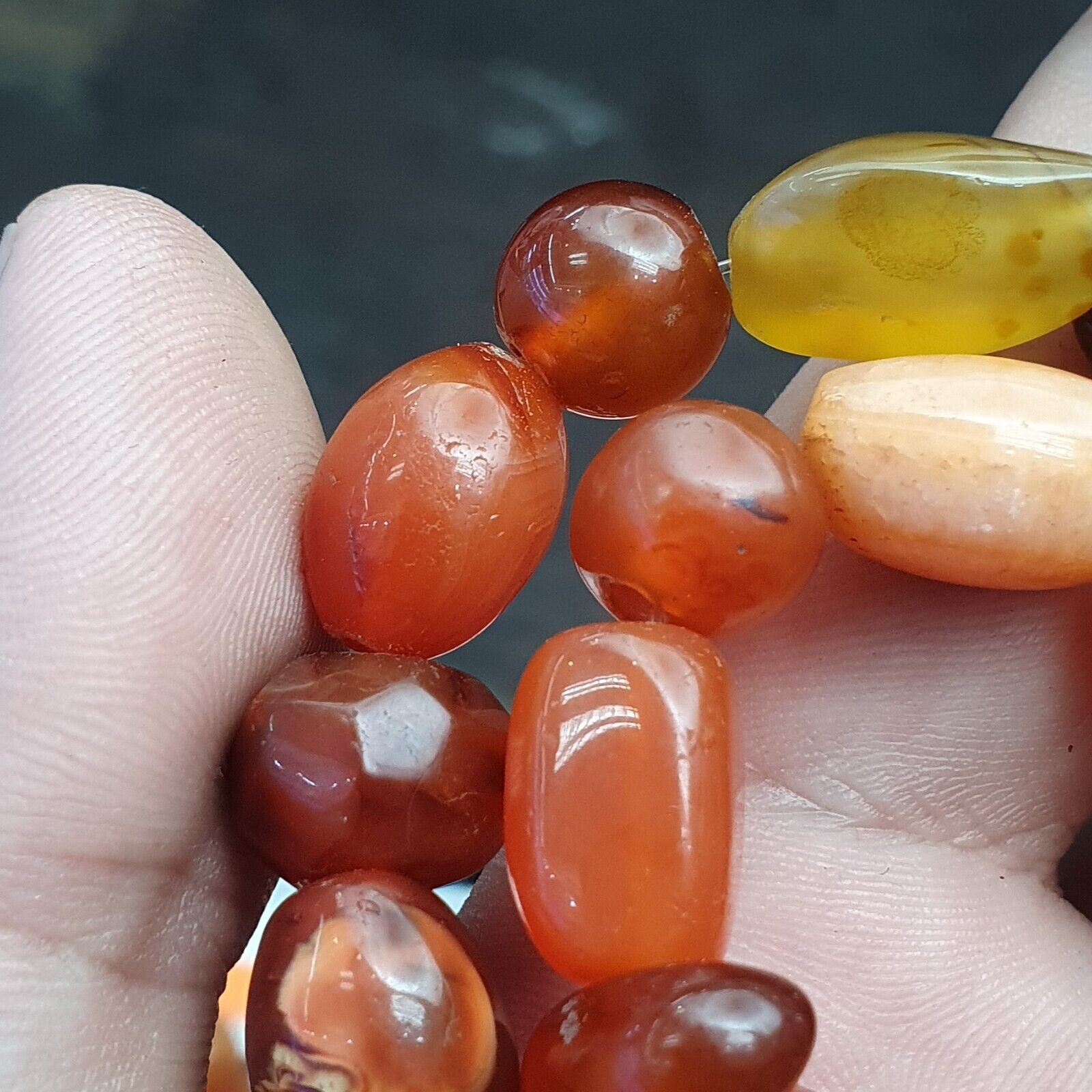 Antique Vintage Himalayan African Afghan Carnelian Agate Old Bead Necklace