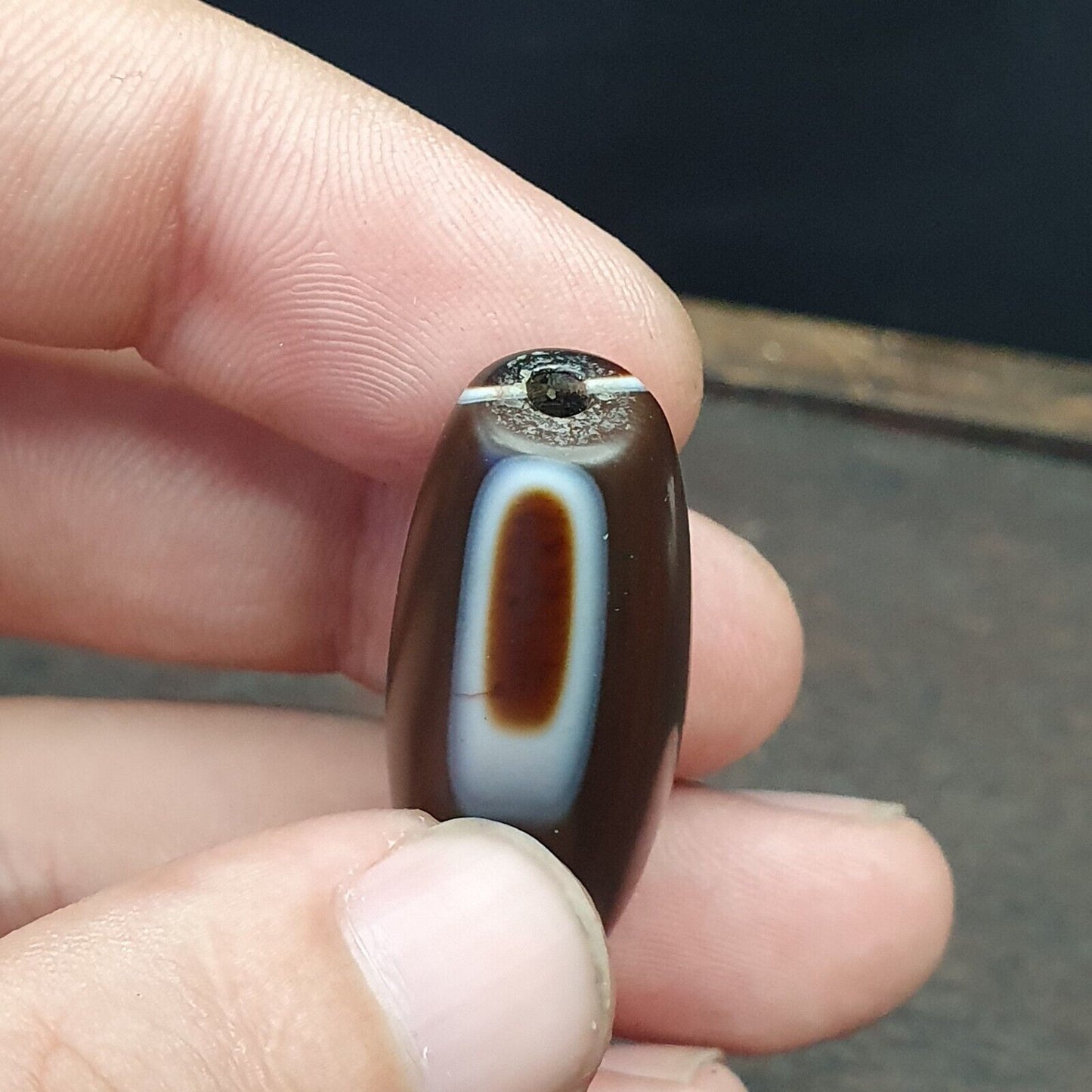 復古舊喜馬拉雅印度藏眼瑪瑙珠 -KK-VD-898