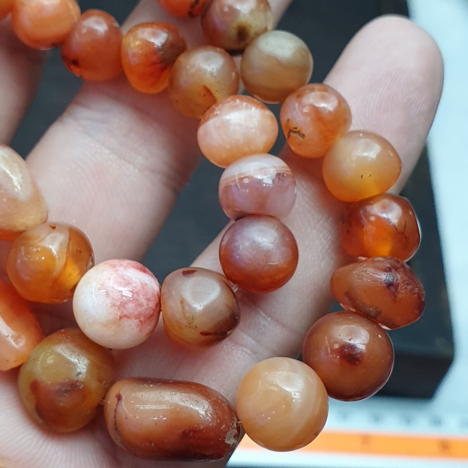 Antique Vintage Himalayan African Afghan Carnelian Agate Old Bead Necklace