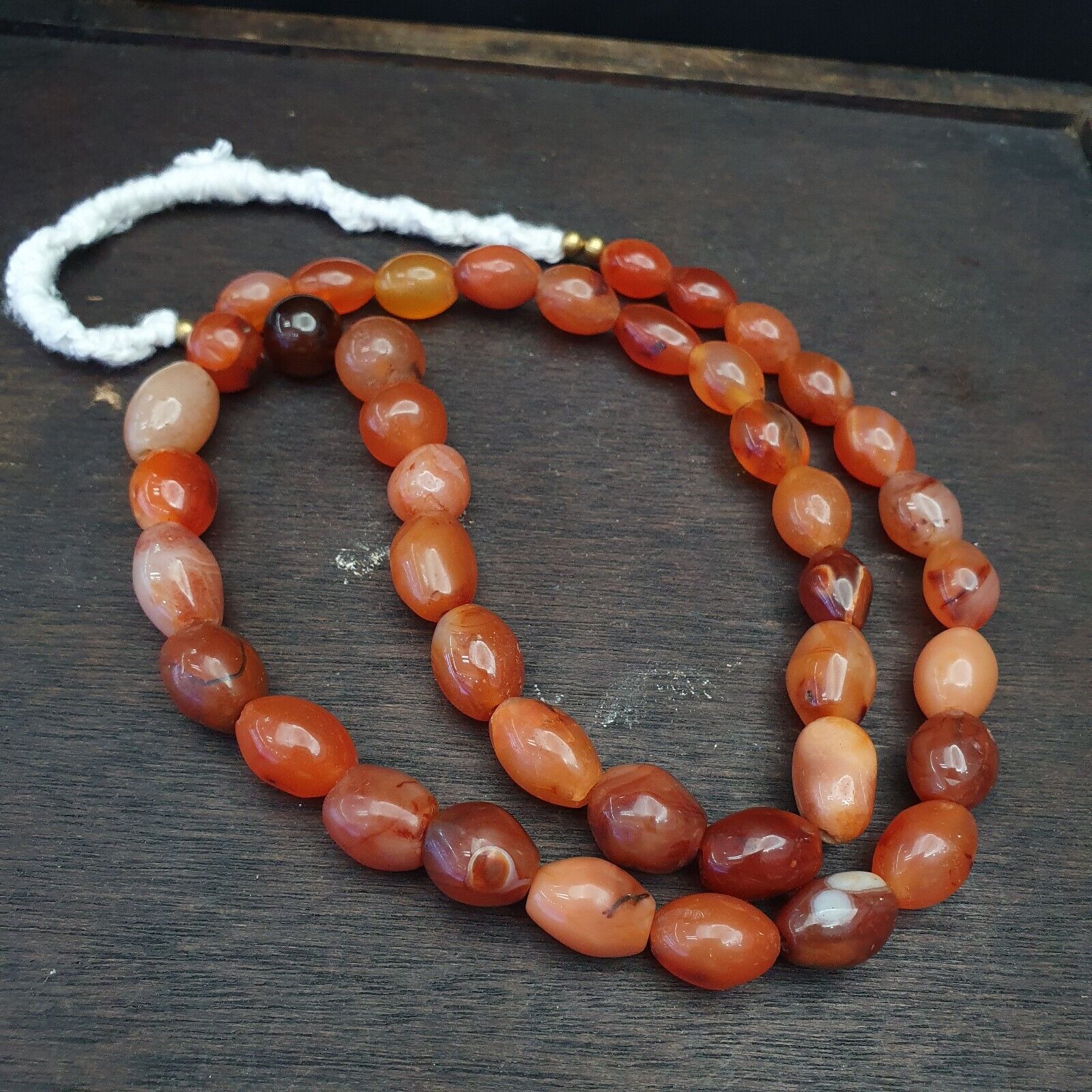Antique Himalayan African Afghan Carnelian Agate Old Bead Necklace