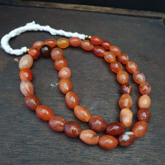 Antique Himalayan African Afghan Carnelian Agate Old Bead Necklace