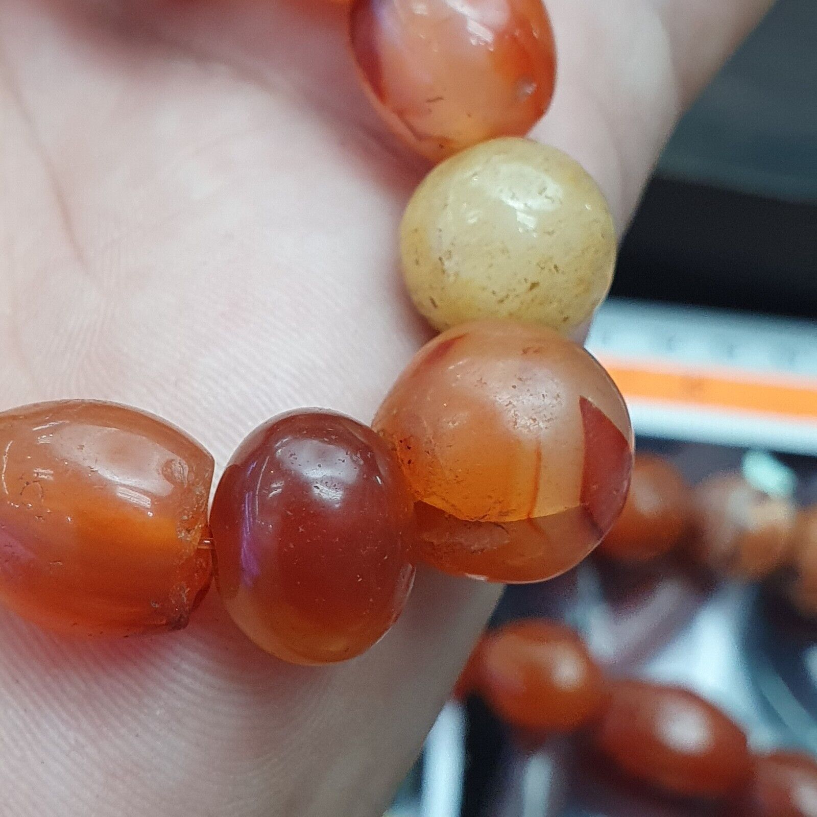 Antique Vintage Himalayan African Afghan Carnelian Agate Old Bead Necklace