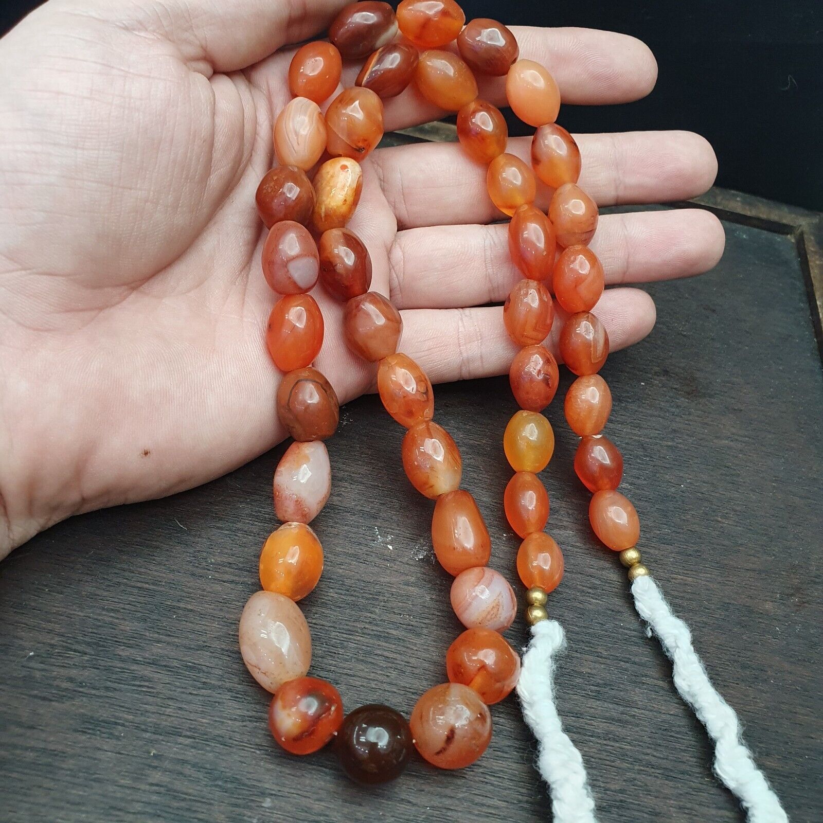 Antique Himalayan African Afghan Carnelian Agate Old Bead Necklace