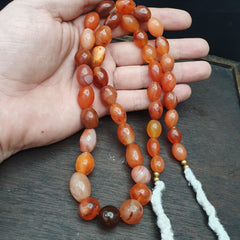 Antique Himalayan African Afghan Carnelian Agate Old Bead Necklace