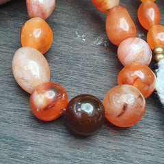Antique Himalayan African Afghan Carnelian Agate Old Bead Necklace