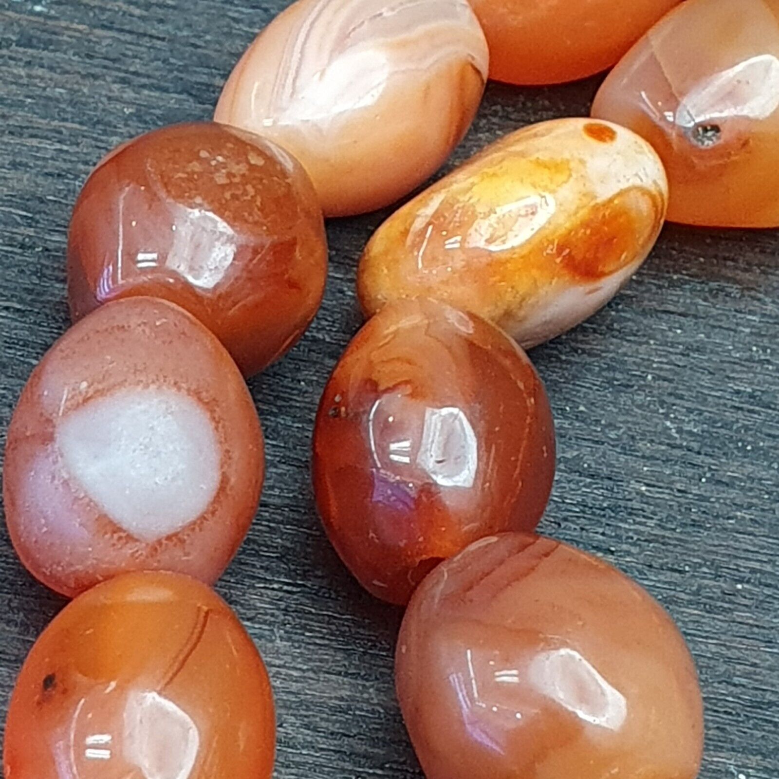 Antique Himalayan African Afghan Carnelian Agate Old Bead Necklace
