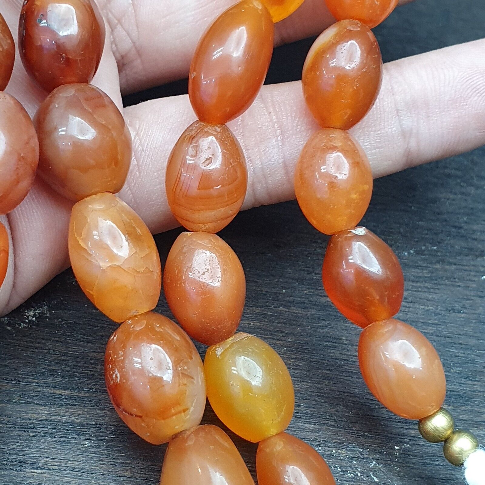 Antique Himalayan African Afghan Carnelian Agate Old Bead Necklace