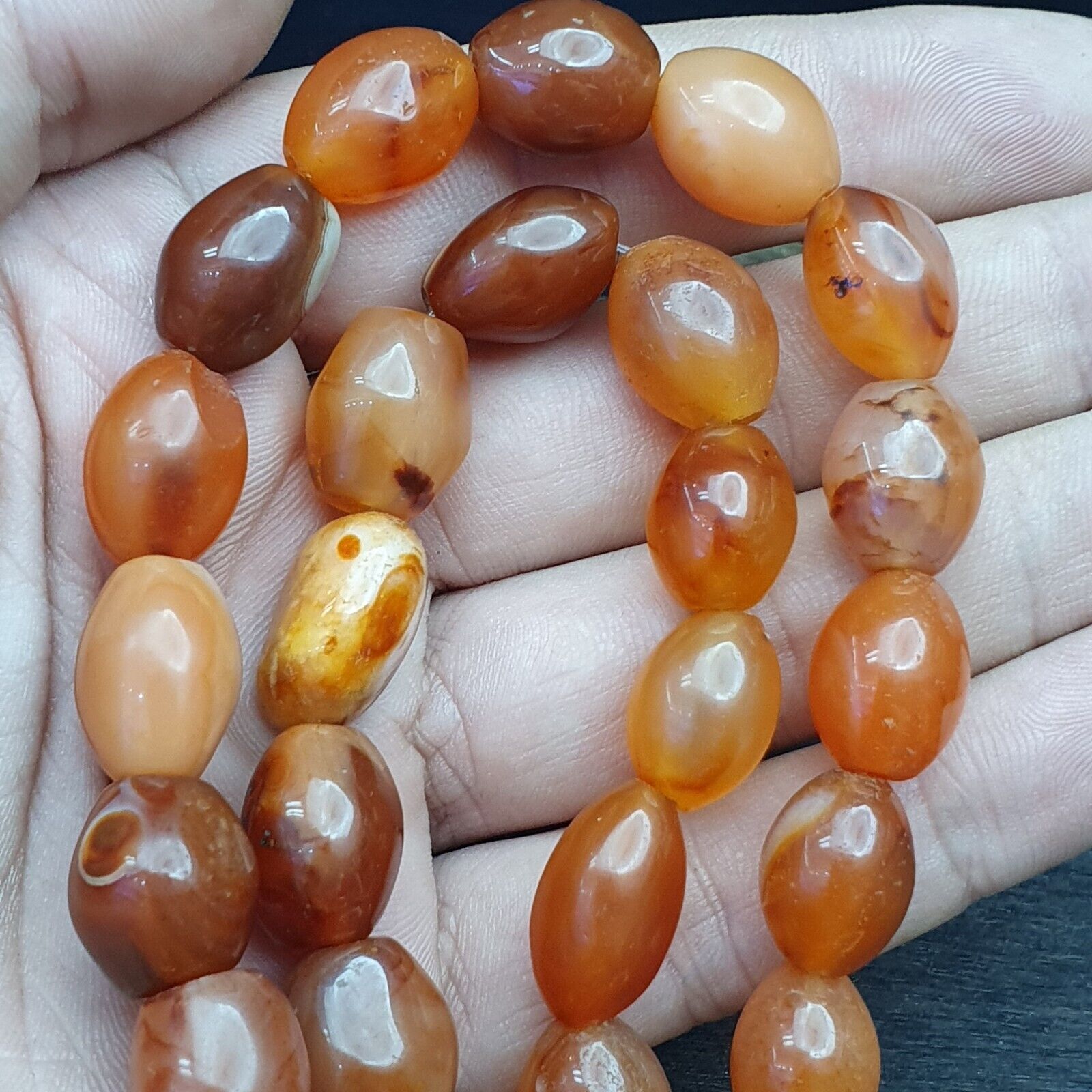 Antique Himalayan African Afghan Carnelian Agate Old Bead Necklace