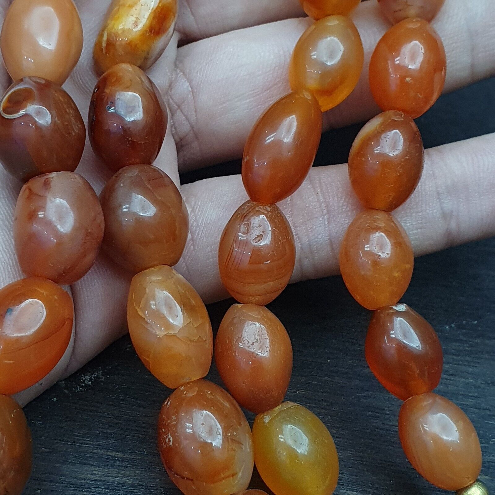 Antique Himalayan African Afghan Carnelian Agate Old Bead Necklace