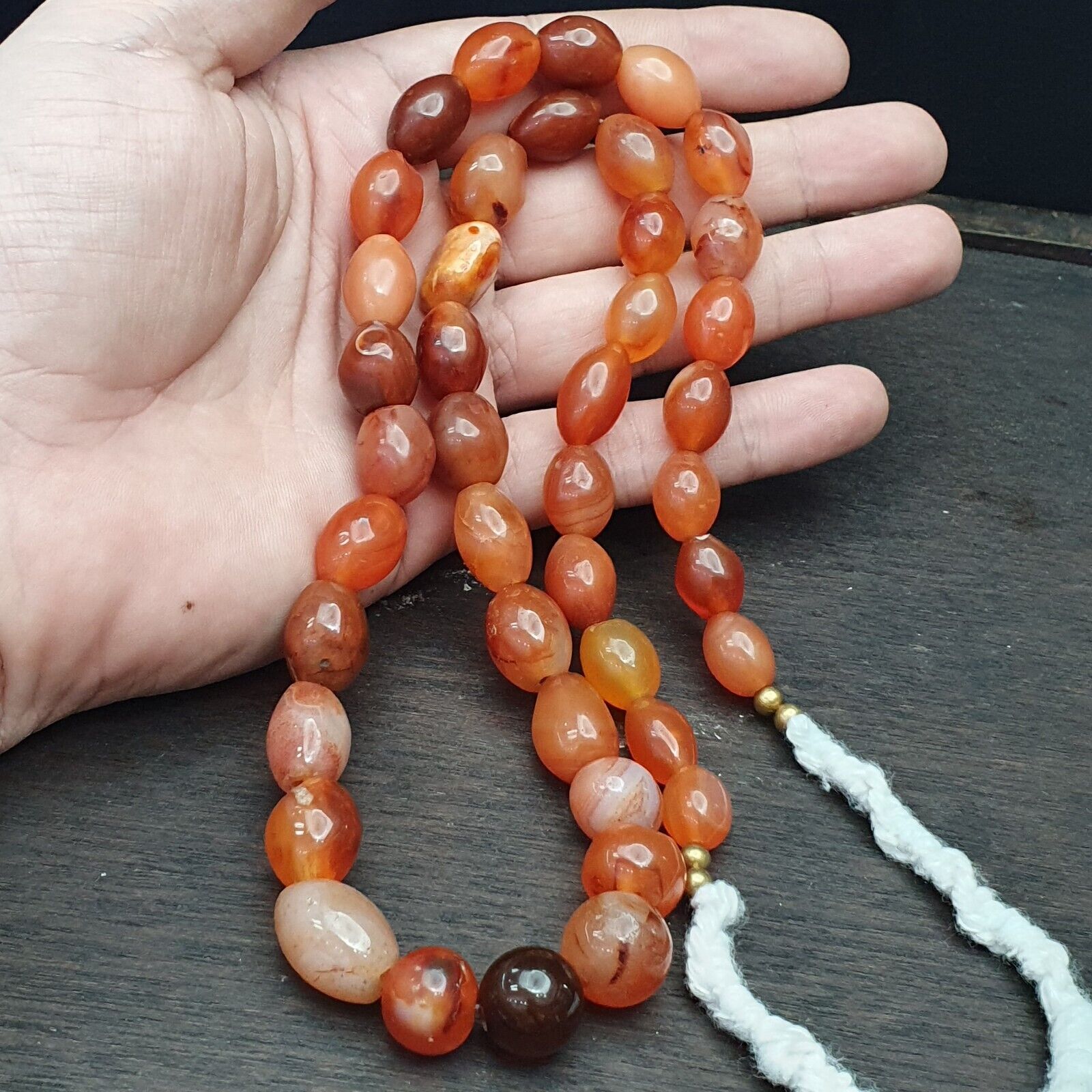 Antique Himalayan African Afghan Carnelian Agate Old Bead Necklace