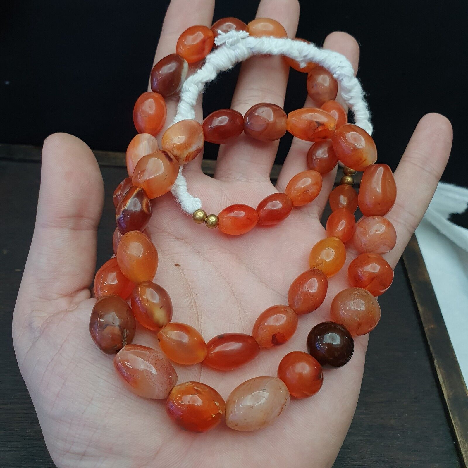 Antique Himalayan African Afghan Carnelian Agate Old Bead Necklace