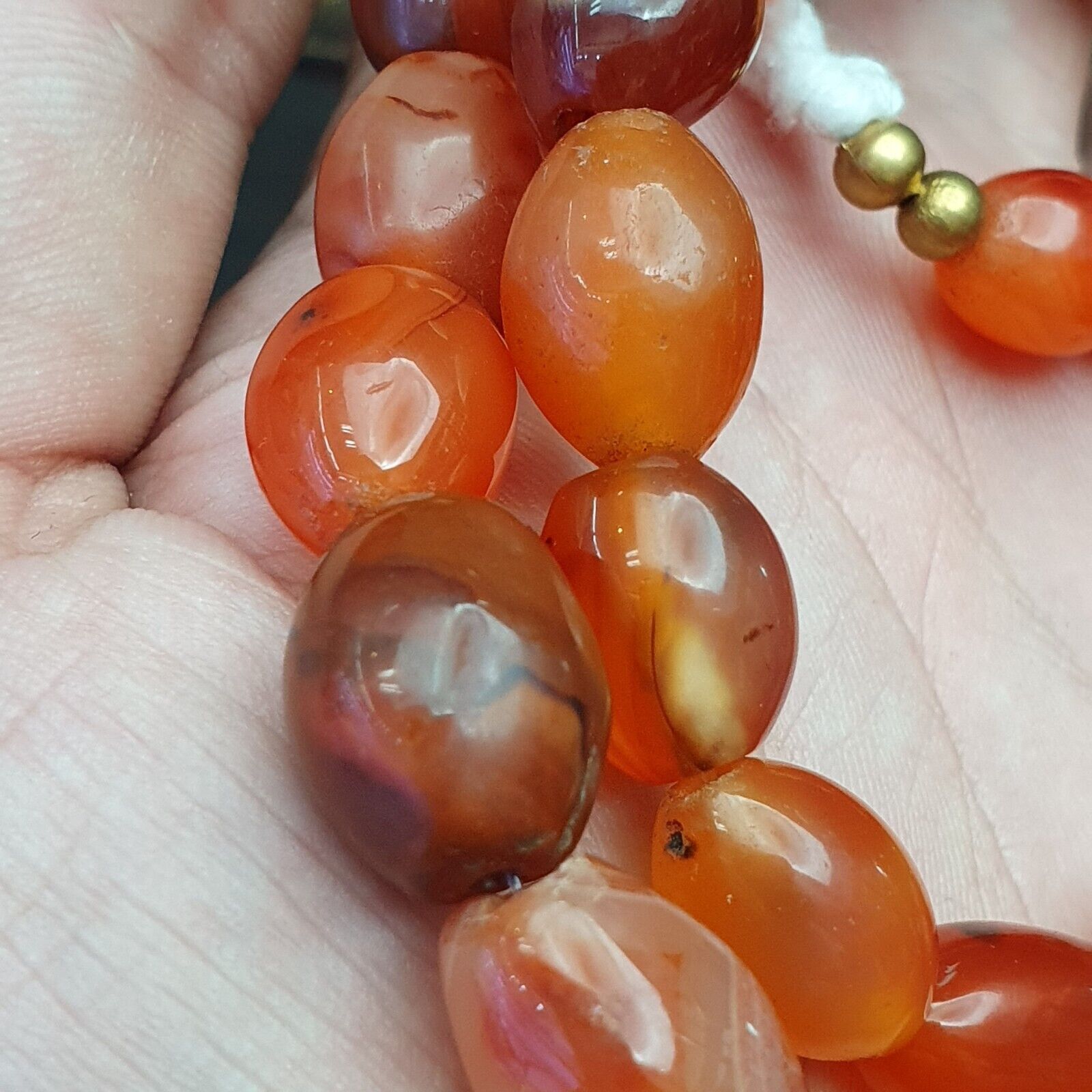 Antique Himalayan African Afghan Carnelian Agate Old Bead Necklace