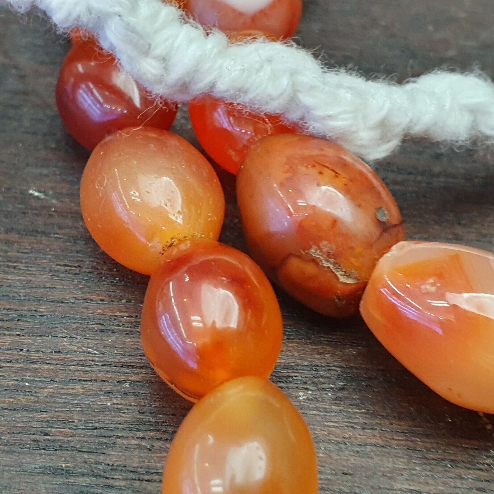 Antique Himalayan African Afghan Carnelian Agate Old Bead Necklace
