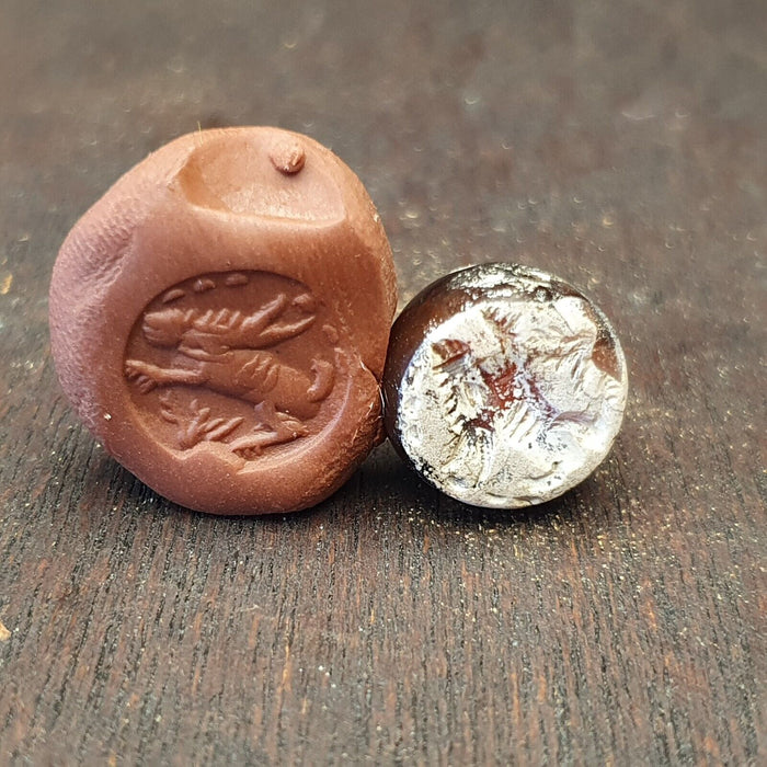 Ancient’s Mystical Animal Intaglio Patina Agate Intaglio Stamp Bead