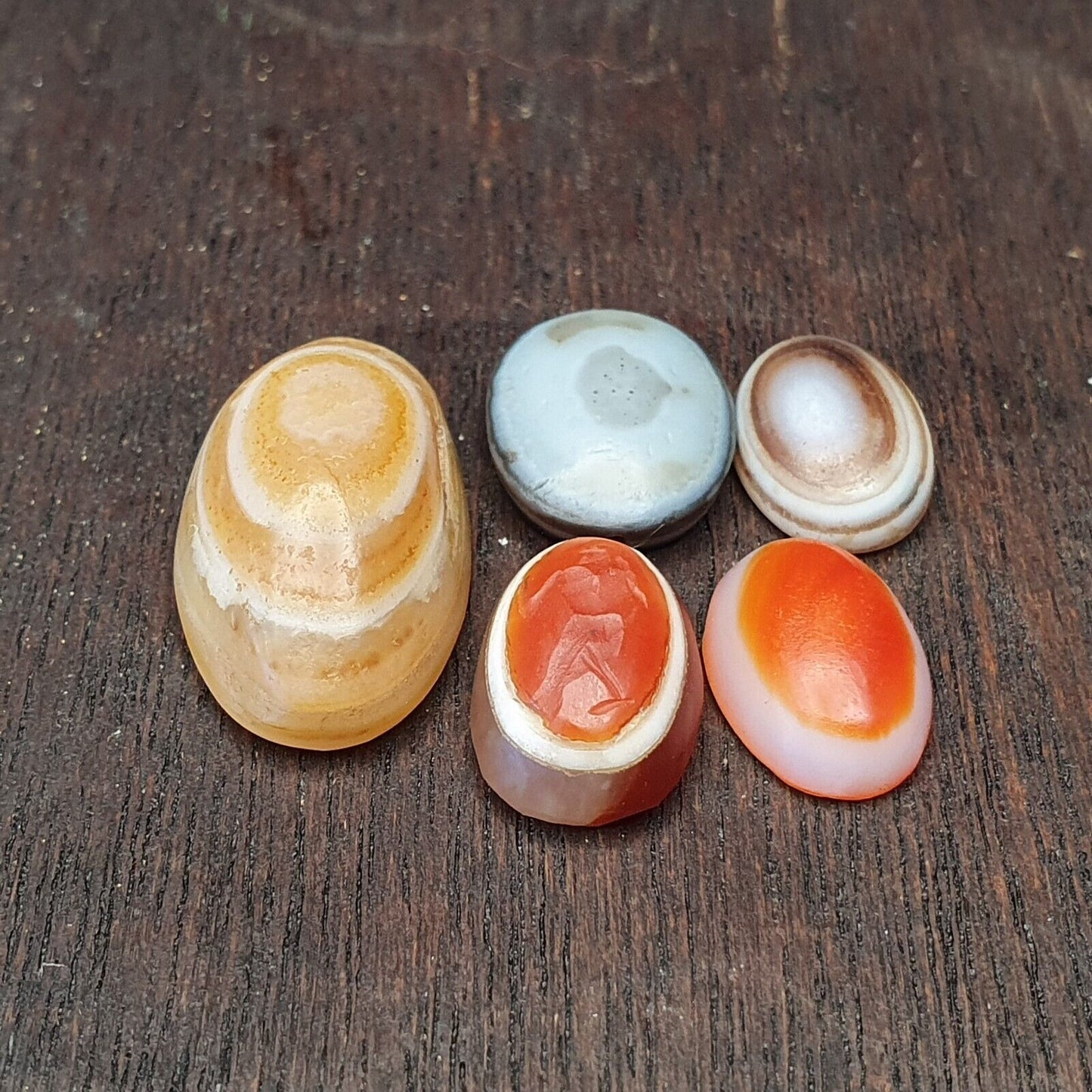 LOT 5 STÜCK Antike antike Luk Mik Eye Achat Dzi Amulett Perle Tiefdruck Mensch