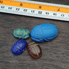 Lot 4 Pieces Vintage Jewelry Egyptian Art Scarab Stamp Bead Amulet Engrave
