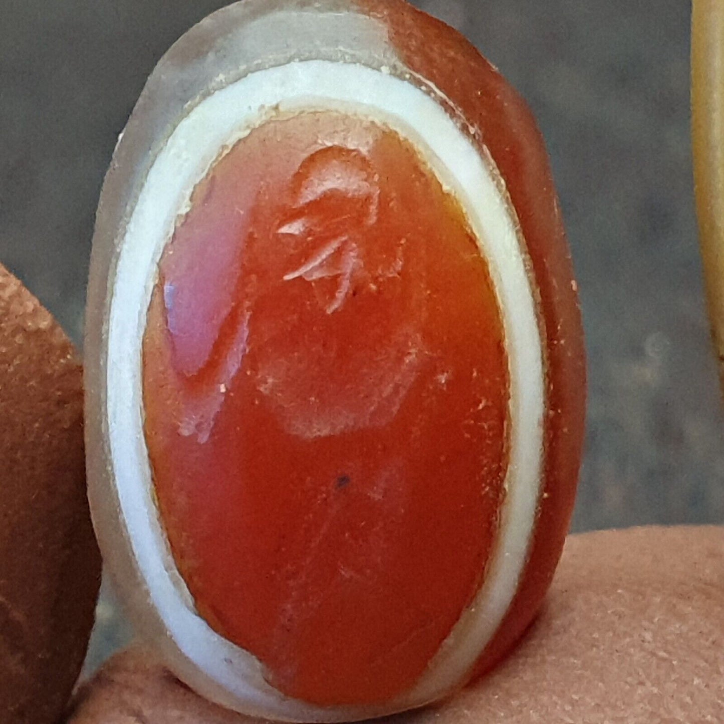 LOT 5 STÜCK Antike antike Luk Mik Eye Achat Dzi Amulett Perle Tiefdruck Mensch
