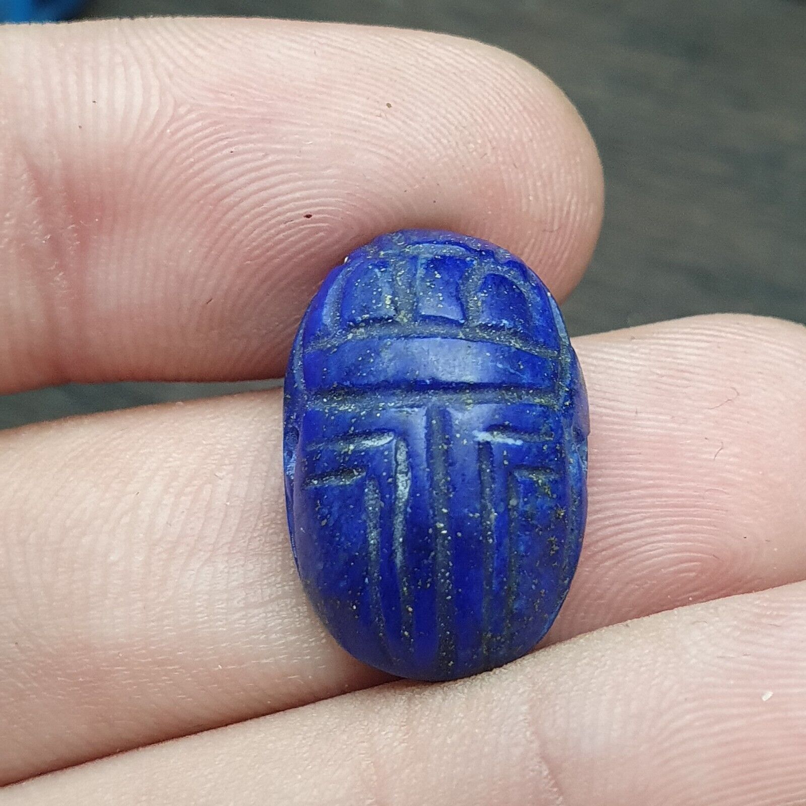 Lot 4 Pieces Vintage Jewelry Egyptian Art Scarab Stamp Bead Amulet Engrave
