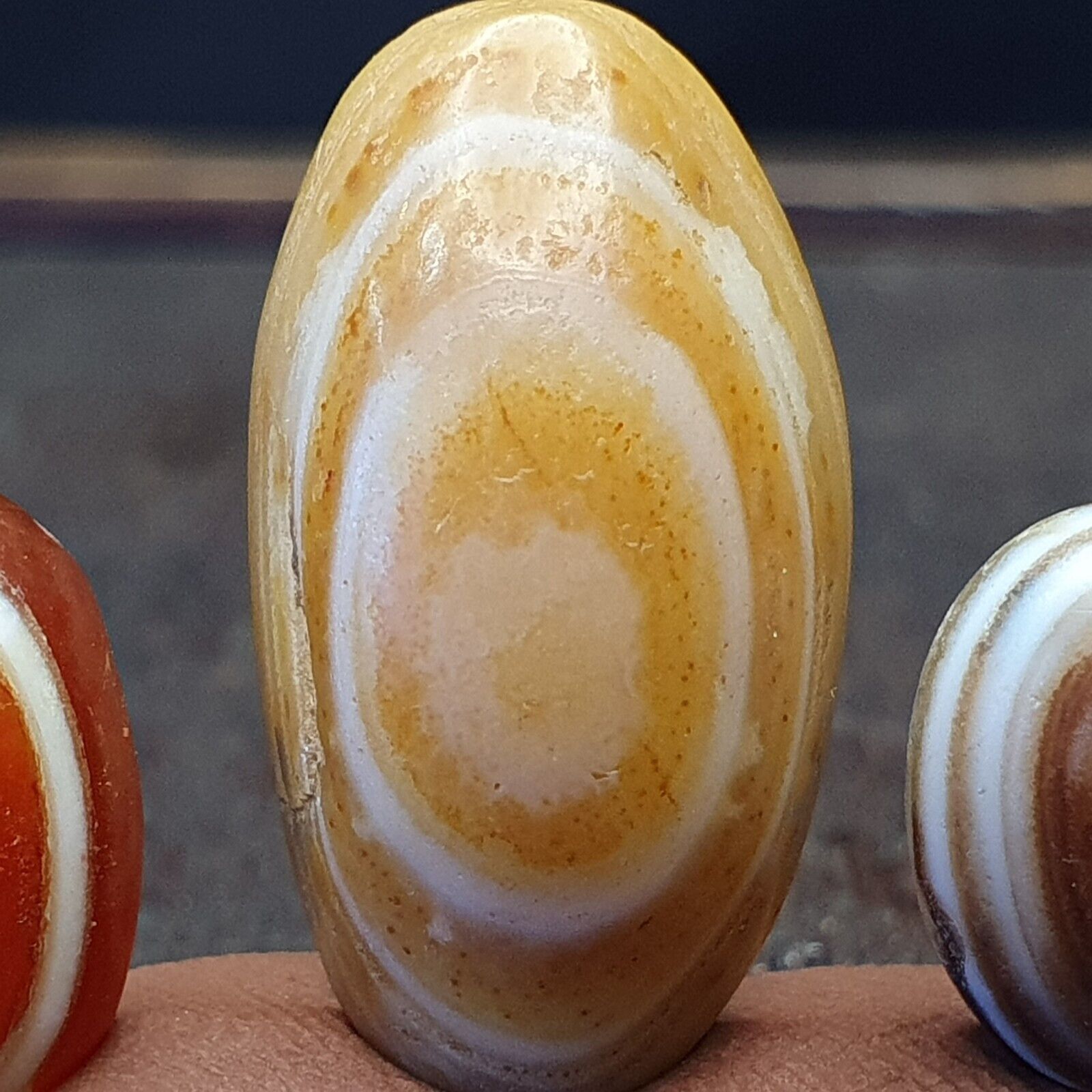 LOT 5 PCS Antique Ancient Luk Mik Eye Agate Dzi Amulet Bead Intaglio Human