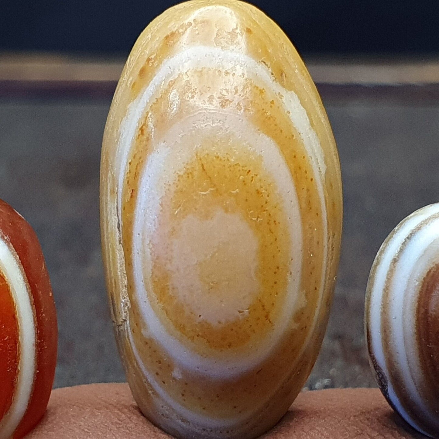 LOT 5 STÜCK Antike antike Luk Mik Eye Achat Dzi Amulett Perle Tiefdruck Mensch