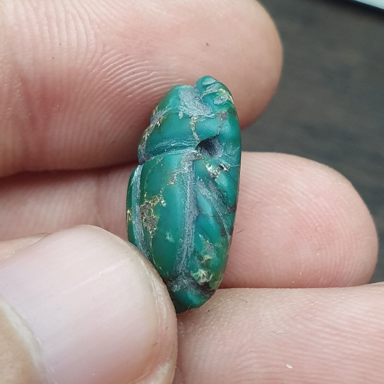 Lot 4 Pieces Vintage Jewelry Egyptian Art Scarab Stamp Bead Amulet Engrave
