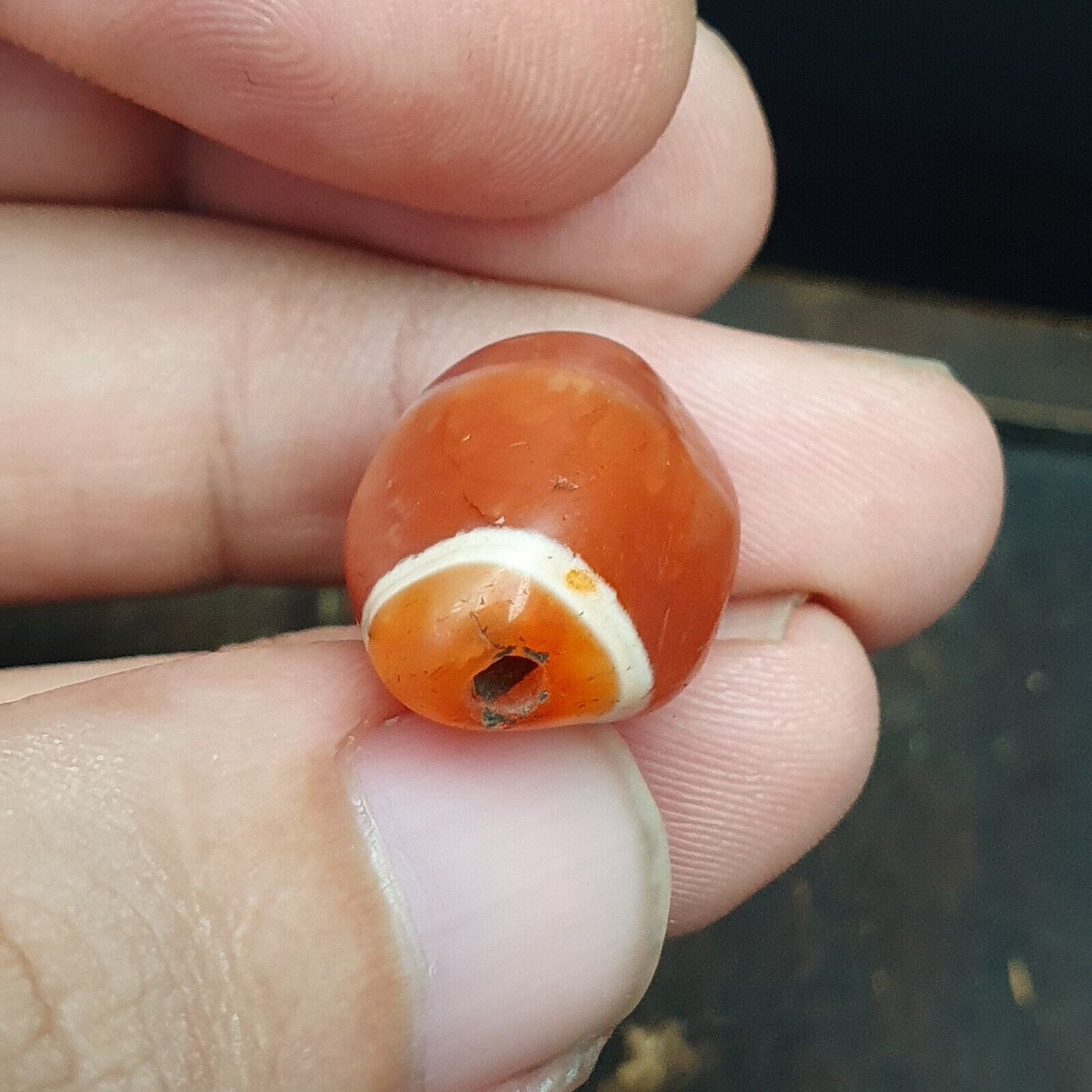 古董老喜馬拉雅印度西藏蝕刻瑪瑙條紋石珠