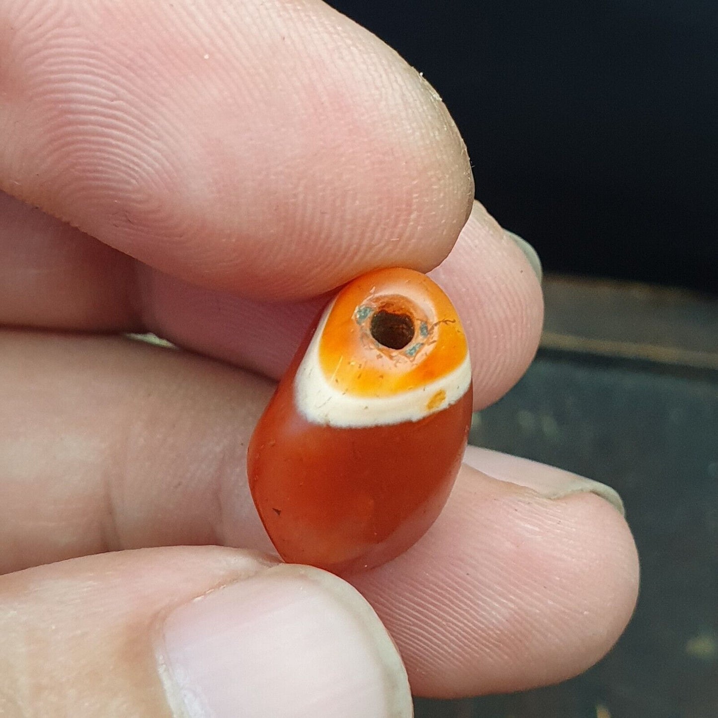 古董老喜馬拉雅印度西藏蝕刻瑪瑙條紋石珠