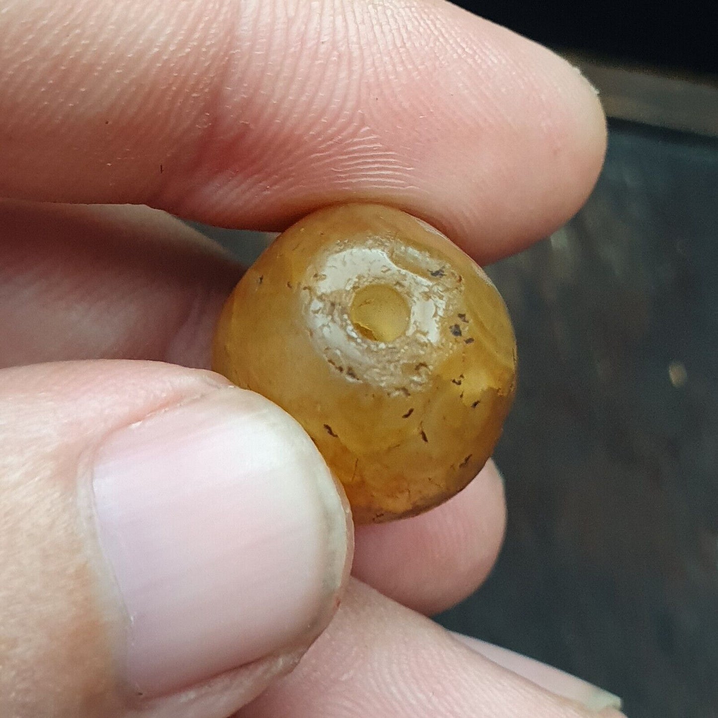 Lot 5 antike antike Himalaya-Suleimany-Achatperlen mit Bändern