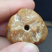 East Oasis Ancient Himalayan Rare Jade and Black Stone Engraved Big Beads, Lot of 2